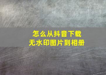 怎么从抖音下载无水印图片到相册