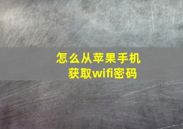 怎么从苹果手机获取wifi密码