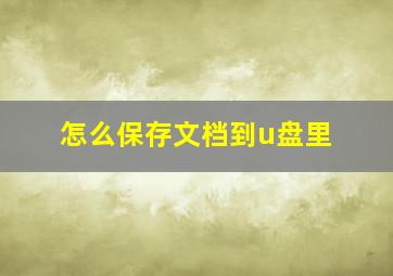 怎么保存文档到u盘里