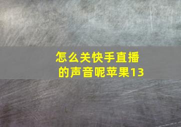 怎么关快手直播的声音呢苹果13