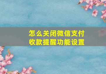 怎么关闭微信支付收款提醒功能设置