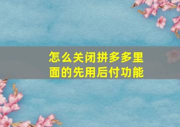 怎么关闭拼多多里面的先用后付功能