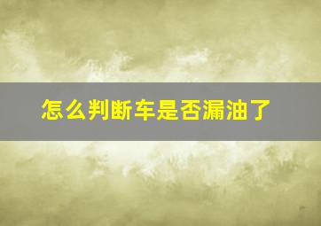 怎么判断车是否漏油了