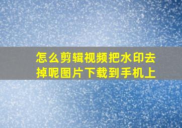 怎么剪辑视频把水印去掉呢图片下载到手机上