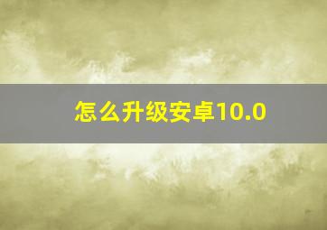 怎么升级安卓10.0