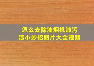 怎么去除油烟机油污渍小妙招图片大全视频