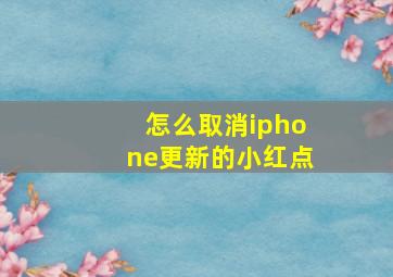 怎么取消iphone更新的小红点