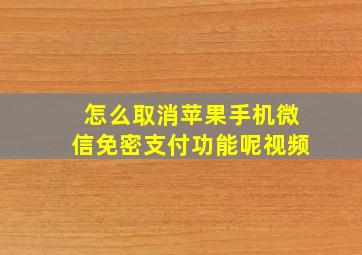 怎么取消苹果手机微信免密支付功能呢视频