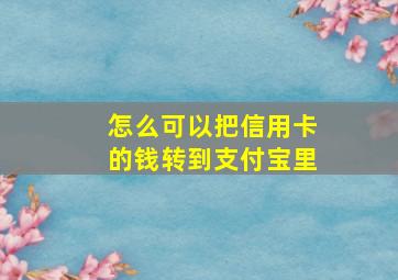 怎么可以把信用卡的钱转到支付宝里