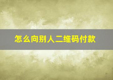 怎么向别人二维码付款