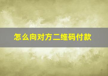 怎么向对方二维码付款