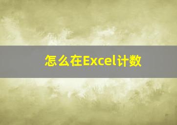 怎么在Excel计数