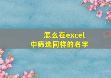 怎么在excel中筛选同样的名字