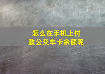 怎么在手机上付款公交车卡余额呢