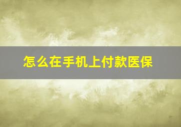 怎么在手机上付款医保