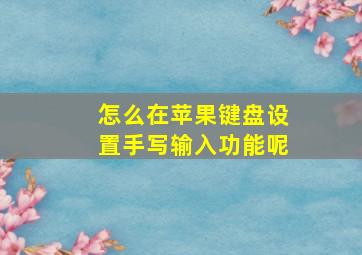 怎么在苹果键盘设置手写输入功能呢