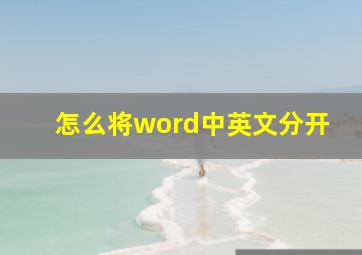 怎么将word中英文分开