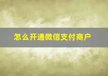 怎么开通微信支付商户