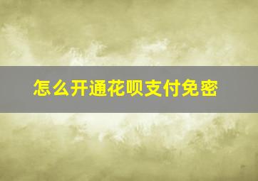 怎么开通花呗支付免密