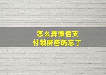 怎么弄微信支付锁屏密码忘了