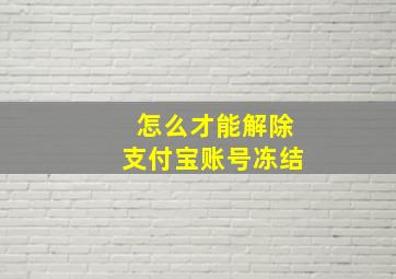 怎么才能解除支付宝账号冻结