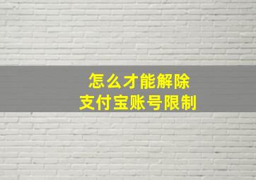 怎么才能解除支付宝账号限制