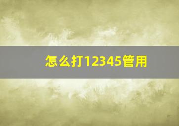 怎么打12345管用