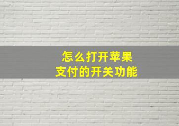 怎么打开苹果支付的开关功能