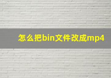 怎么把bin文件改成mp4