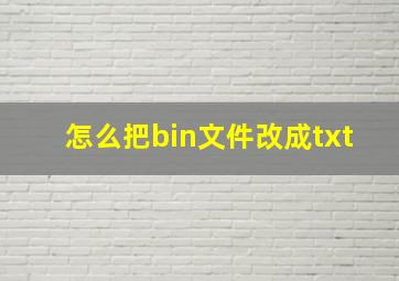 怎么把bin文件改成txt