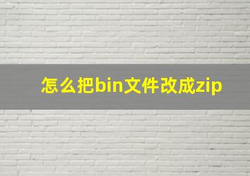 怎么把bin文件改成zip