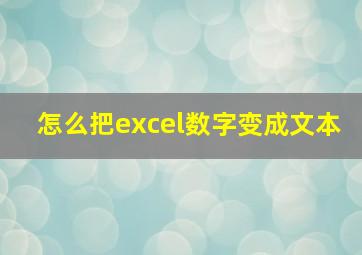 怎么把excel数字变成文本