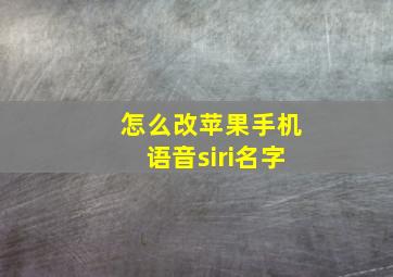 怎么改苹果手机语音siri名字