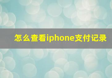 怎么查看iphone支付记录