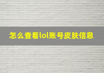 怎么查看lol账号皮肤信息