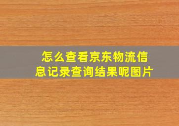 怎么查看京东物流信息记录查询结果呢图片