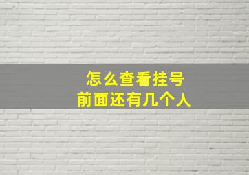 怎么查看挂号前面还有几个人