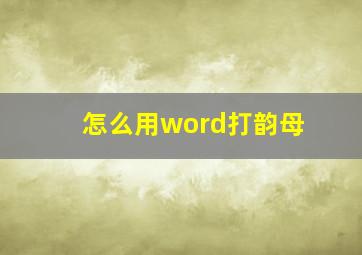 怎么用word打韵母