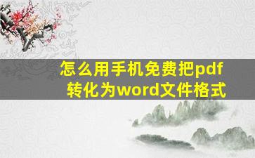 怎么用手机免费把pdf转化为word文件格式