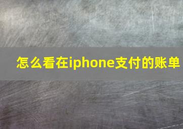 怎么看在iphone支付的账单