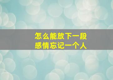 怎么能放下一段感情忘记一个人