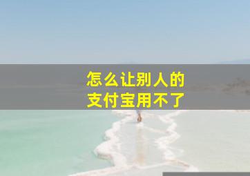 怎么让别人的支付宝用不了