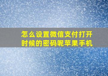 怎么设置微信支付打开时候的密码呢苹果手机