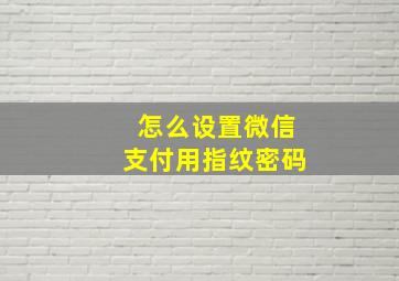 怎么设置微信支付用指纹密码