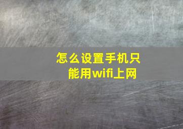 怎么设置手机只能用wifi上网