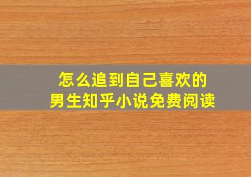 怎么追到自己喜欢的男生知乎小说免费阅读