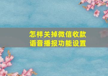 怎样关掉微信收款语音播报功能设置