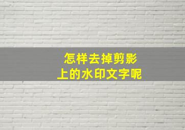 怎样去掉剪影上的水印文字呢