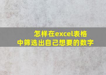 怎样在excel表格中筛选出自己想要的数字