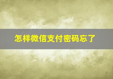 怎样微信支付密码忘了